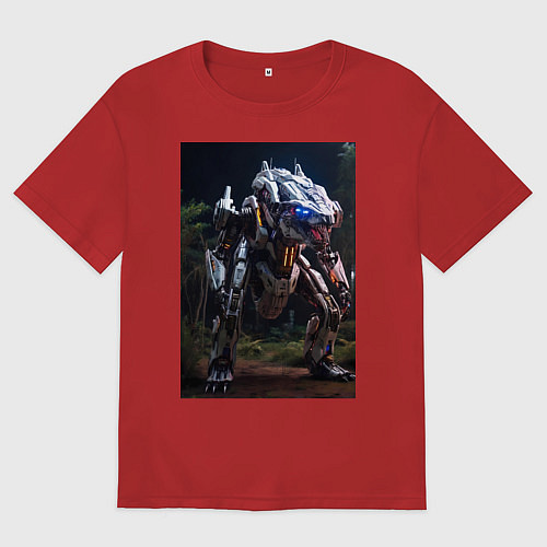 Мужская футболка оверсайз Робот в стиле Horizon / Красный – фото 1