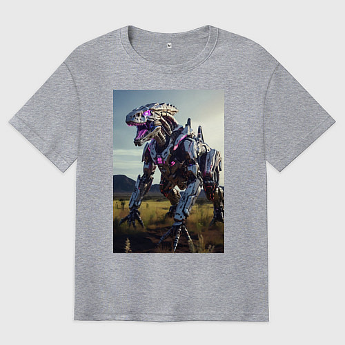 Мужская футболка оверсайз Робот в стиле Horizon / Меланж – фото 1