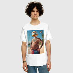 Футболка оверсайз мужская Donald Duck-Trump on a Florida beach, цвет: белый — фото 2