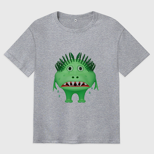 Мужская футболка оверсайз Рыдающий зеленый монстр / Меланж – фото 1