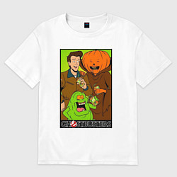 Футболка оверсайз мужская Ghostbuster - Peter Slimer Pumpkinhead, цвет: белый