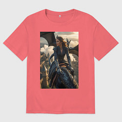 Мужская футболка оверсайз Королеву преследует дракон