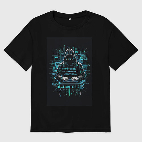 Мужская футболка оверсайз Админ хакер / Черный – фото 1