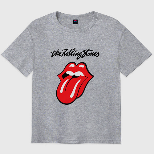 Мужская футболка оверсайз Rolling Stones - logo / Меланж – фото 1