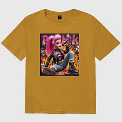 Футболка оверсайз мужская Barbie singer - punks not dead, цвет: горчичный