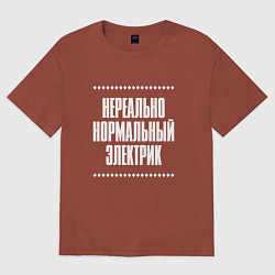 Футболка оверсайз мужская Нормальный электрик нереально, цвет: кирпичный
