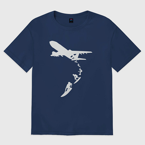 Мужская футболка оверсайз Plane surfer / Тёмно-синий – фото 1