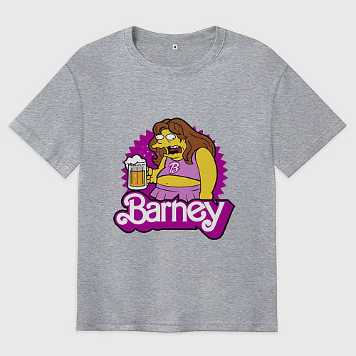 Мужская футболка оверсайз Barney with beer / Меланж – фото 1