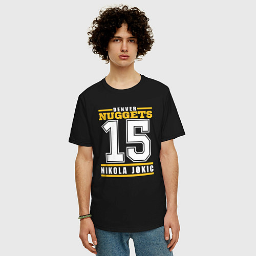 Мужская футболка оверсайз Denver - Nocola Jokic / Черный – фото 3