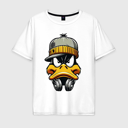 Мужская футболка оверсайз Duffy Duck in headphones / Белый – фото 1