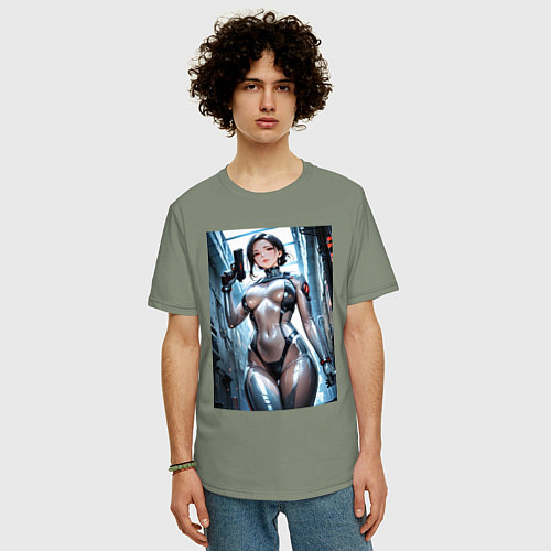 Мужская футболка оверсайз Девушка-наемница / Авокадо – фото 3