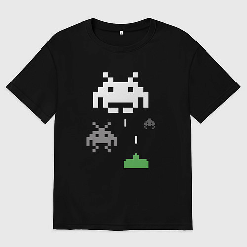Мужская футболка оверсайз Space invaders / Черный – фото 1