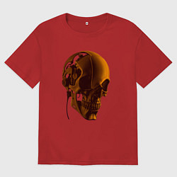 Футболка оверсайз мужская Оранжевый череп в тенях, цвет: красный
