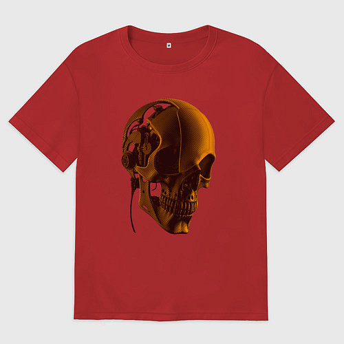 Мужская футболка оверсайз Оранжевый череп в тенях / Красный – фото 1