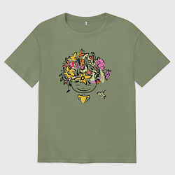 Футболка оверсайз мужская Весенняя девчонка, цвет: авокадо