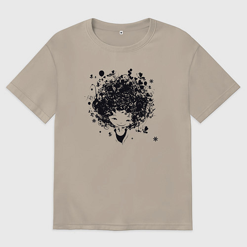 Мужская футболка оверсайз Девчонка милашка / Миндальный – фото 1