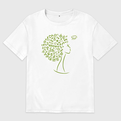 Мужская футболка оверсайз Эко девчонка / Белый – фото 1