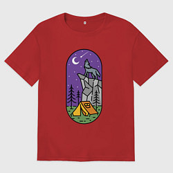 Футболка оверсайз мужская Волк и турист, цвет: красный