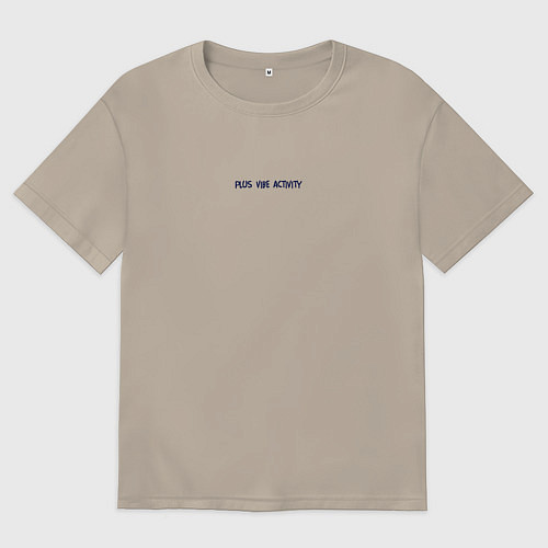Мужская футболка оверсайз Plus vibe activity надпись / Миндальный – фото 1