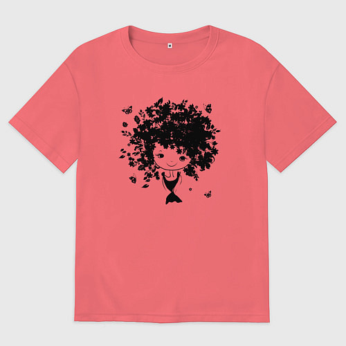 Мужская футболка оверсайз Милая весенняя девчонка / Коралловый – фото 1