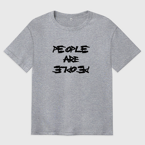 Мужская футболка оверсайз Depeche Mode - people are people font / Меланж – фото 1
