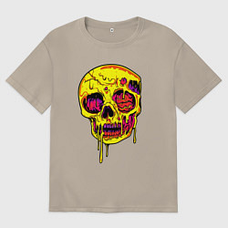 Футболка оверсайз мужская Желтый растекшийся череп, цвет: миндальный