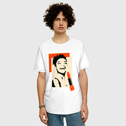 Футболка оверсайз мужская Девушка с помадой в стиле поп-арт, цвет: белый — фото 2
