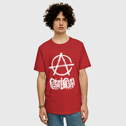 Футболка оверсайз мужская Сектор газа белый логотип анархия, цвет: красный — фото 2