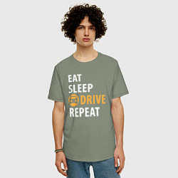 Футболка оверсайз мужская Eat sleep drive, цвет: авокадо — фото 2