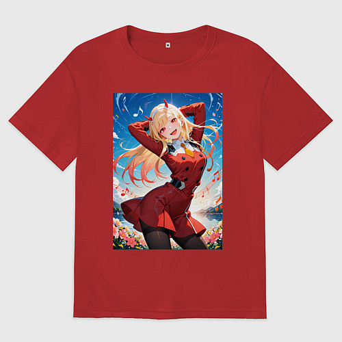 Мужская футболка оверсайз Марин Китагава косплей 002 Darling in the Franxx / Красный – фото 1