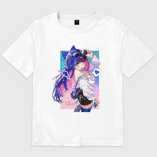 Мужская футболка оверсайз Panty and Stocking with garterbelt / Белый – фото 1