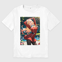 Футболка оверсайз мужская Марин Китагава косплей 002 Darling in the Franxx, цвет: белый