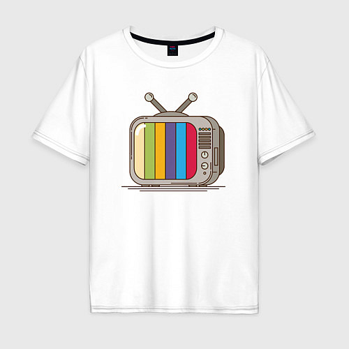 Мужская футболка оверсайз Retro television / Белый – фото 1