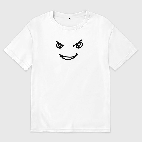 Мужская футболка оверсайз Хитрый злобный смайлик / Белый – фото 1