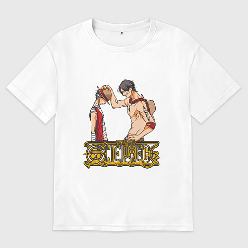 Мужская футболка оверсайз Ванпис Луффи старший / Белый – фото 1