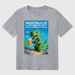 Мужская футболка оверсайз Майнкрафт и пивозавр коллаборация - нейроарт