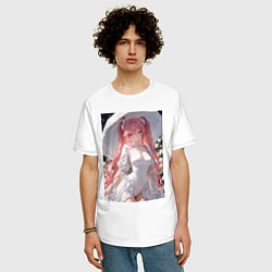 Футболка оверсайз мужская Принцесса сидит под зонтиком, цвет: белый — фото 2