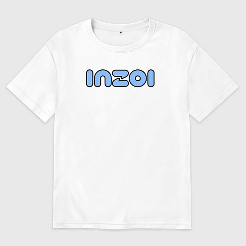 Мужская футболка оверсайз Inzoi синий логотип / Белый – фото 1