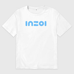 Футболка оверсайз мужская Inzoi голубой логотип, цвет: белый