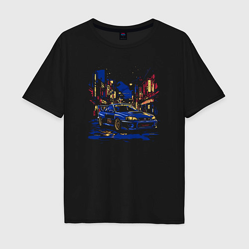 Мужская футболка оверсайз Car city / Черный – фото 1