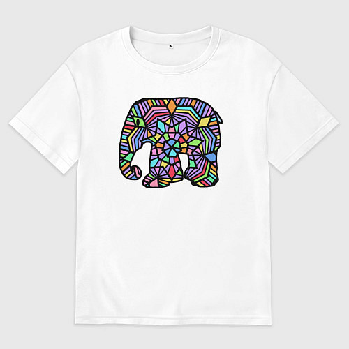 Мужская футболка оверсайз Цветной слоник / Белый – фото 1