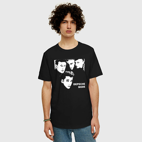 Мужская футболка оверсайз Depeche mode faces / Черный – фото 3