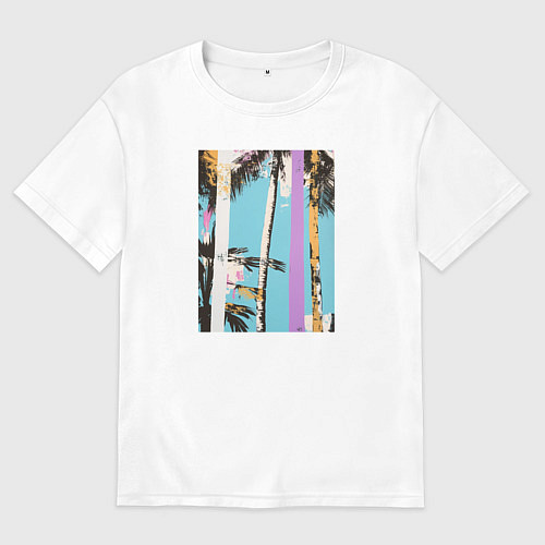 Мужская футболка оверсайз Тропический пейзаж / Белый – фото 1