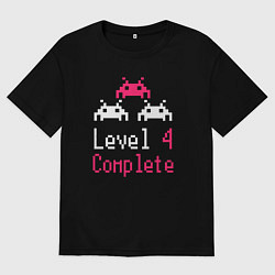 Футболка оверсайз мужская Уровень 4 пройден, цвет: черный