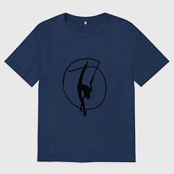 Футболка оверсайз мужская Силуэт гимнастка с лентой, цвет: тёмно-синий