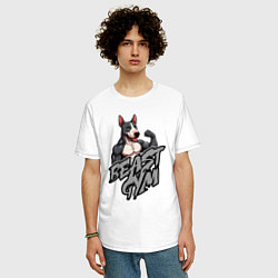 Футболка оверсайз мужская Beast gym dog, цвет: белый — фото 2