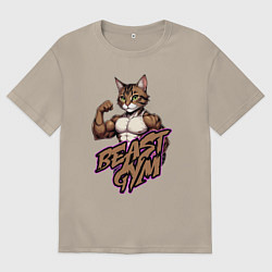 Мужская футболка оверсайз Beast gym cat