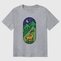 Мужская футболка оверсайз Олень и горы