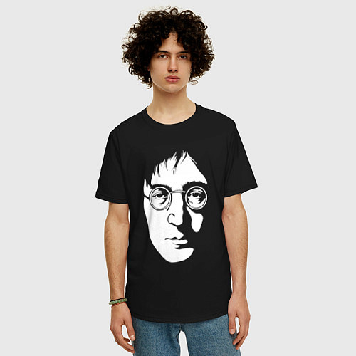 Мужская футболка оверсайз Джон Леннон / Черный – фото 3
