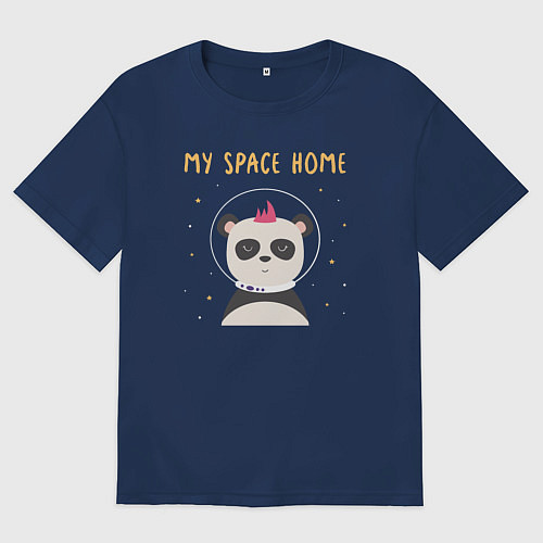 Мужская футболка оверсайз Мой космический дом / Тёмно-синий – фото 1